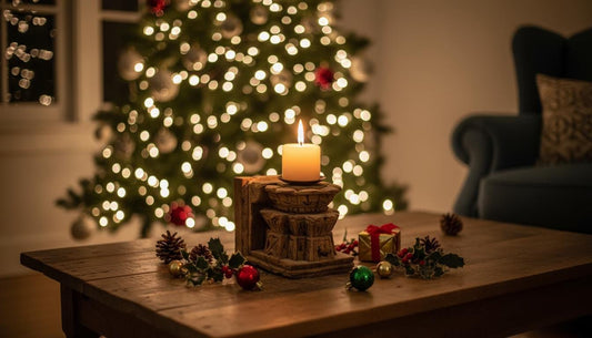 Hand Carved Wooden Candle Holder – Rustic Candle Stand