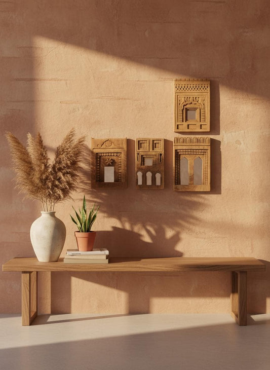 Vintage Wooden Mirrors l Vintage Look - Hand-Carved Wall Decor,