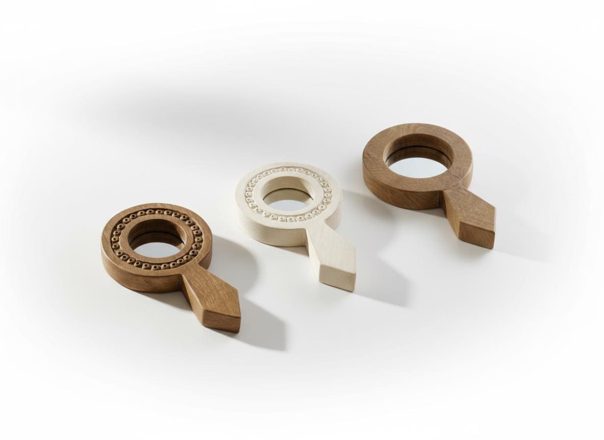 Handcarved Wooden Hand Mirror | Carved Accent Decor