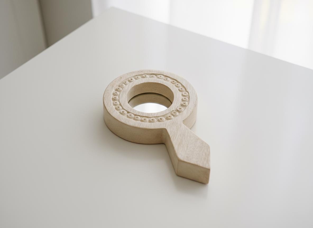 Handcarved Wooden Hand Mirror | Carved Accent Decor