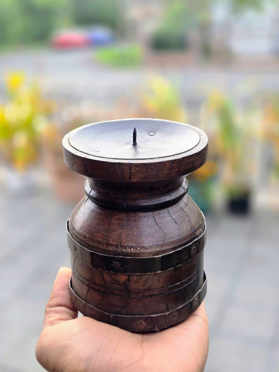 Wooden Candle Holder – Rustic Pillar Stand, Handmade Candle Block