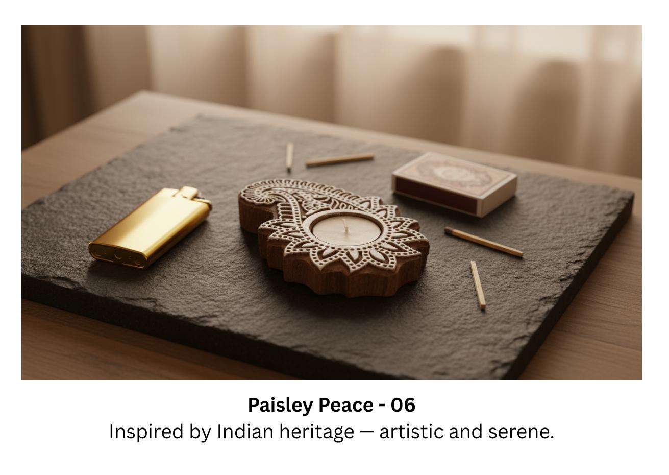 Wooden Tea Light Holder : Hand-Block Printed Mango Wood - 15 Designs