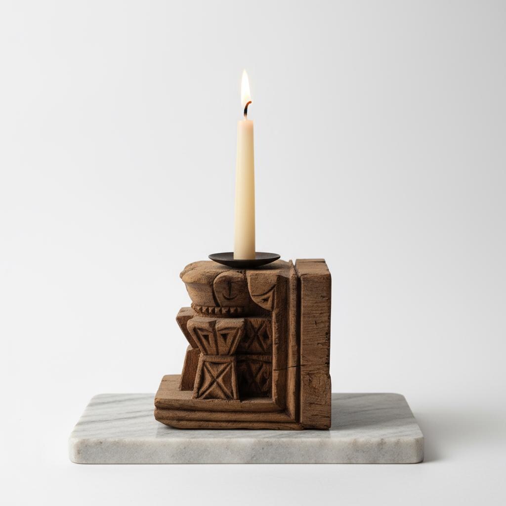 Hand Carved Wooden Candle Holder – Rustic Candle Stand