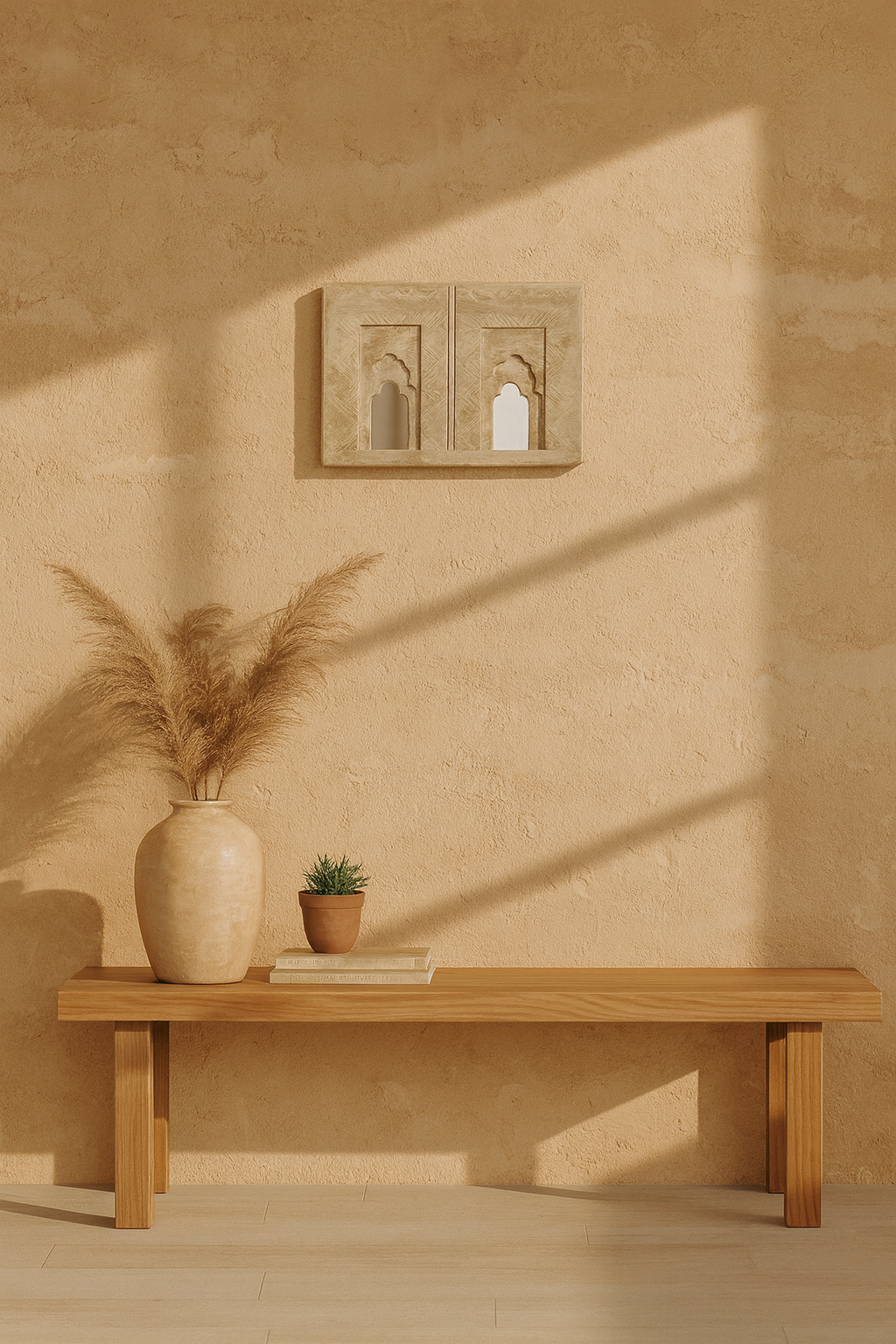 Handcrafted Twin Arch Wooden Mirror (8"x6")