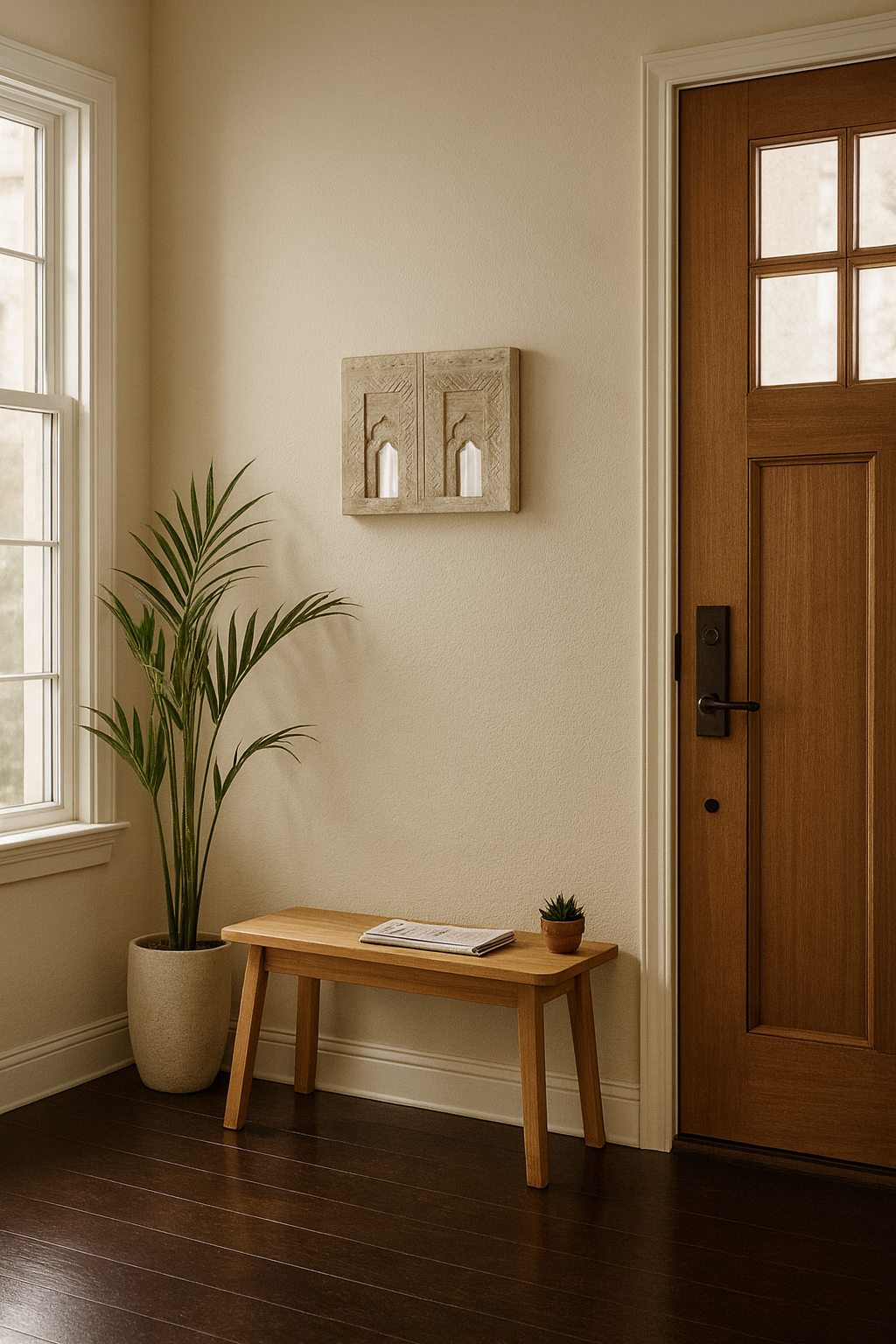 Handcrafted Twin Arch Wooden Mirror (8"x6")