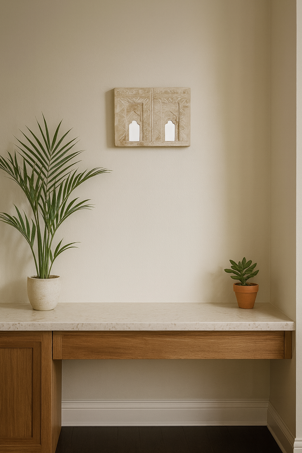 Handcrafted Twin Arch Wooden Mirror (8"x6")