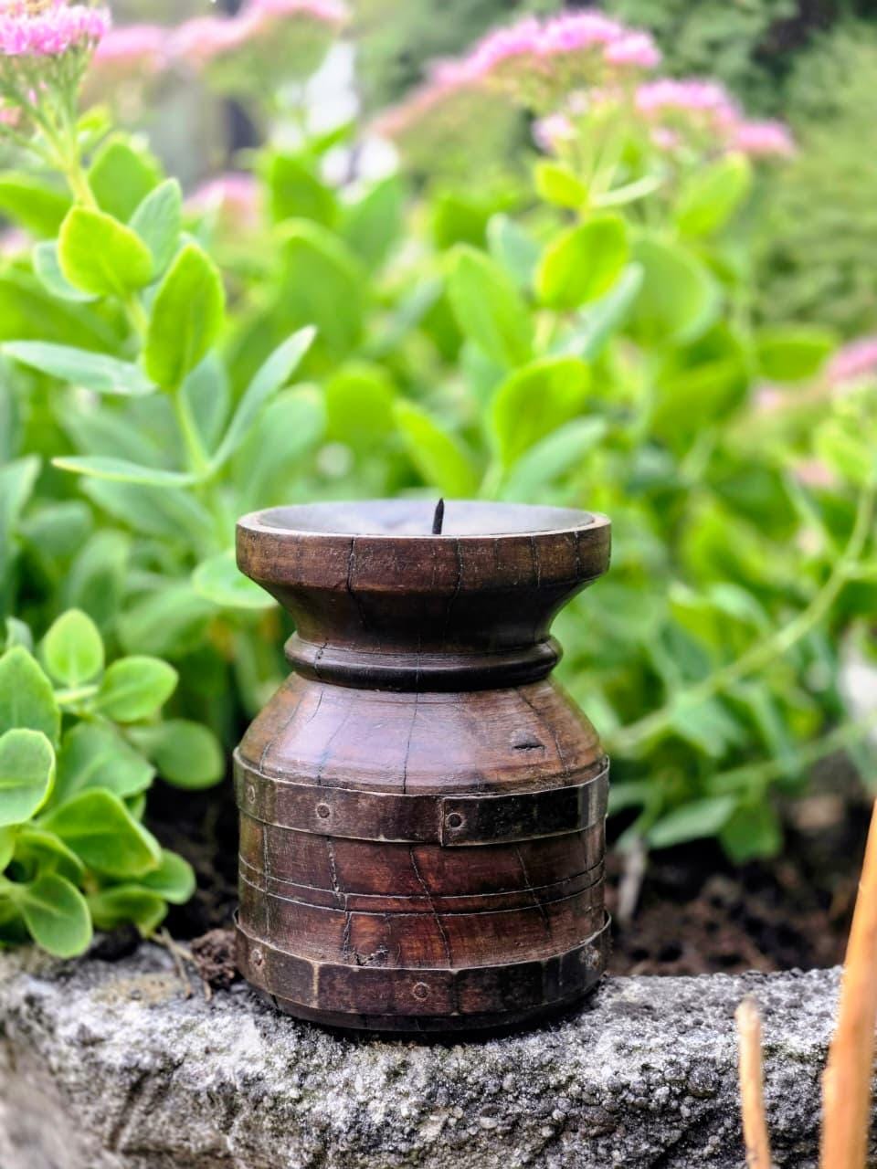 Wooden Candle Holder – Rustic Pillar Stand, Handmade Candle Block