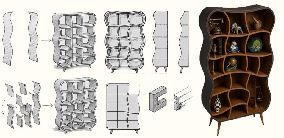 Handcrafted Wooden Bookcase | Luxury Statement Furniture - 100% Wood