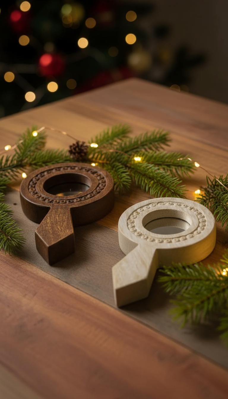 Handcarved Wooden Hand Mirror | Carved Accent Decor