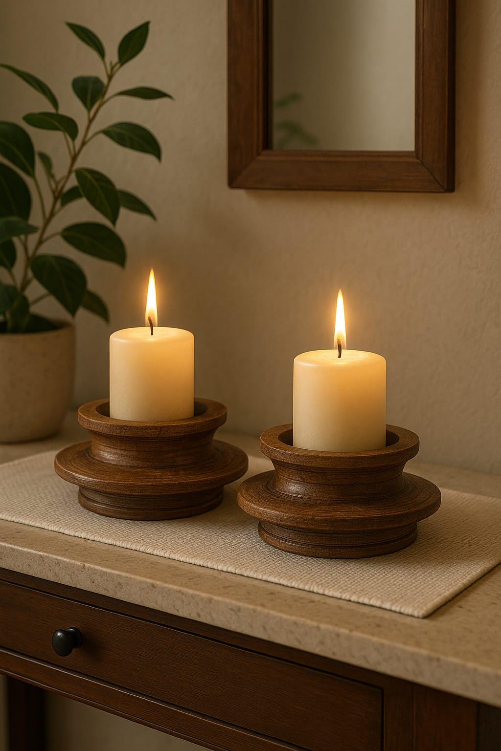 Handmade Wooden Candle Stand