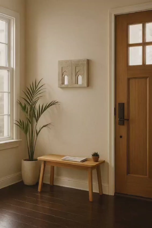 Handcrafted Twin Arch Wooden Mirror (8"x6")